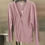 James Perse 💕💕 Long Sleeve Slub Jersey Henley ~ Tyrian 0 NWT Photo 4