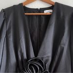 Gianni Bini Bastian Satin V-Neck Rosette Long Sleeve A-Line Dress Size 10 Photo 4