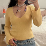 Old Navy Vintage Y2K Ribbed Babydoll Yellow Sweater Size Medium Photo 0