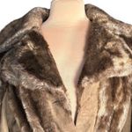 Vintage 70s Tocci England Faux Fur Suede Belted Coat Burgundy Lined Elegant Boho Brown Size M Photo 2