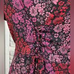Belle Sky Cottagecore Floral Midi Dress with Laced Bust Black/Pink Floral-M Photo 1