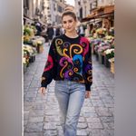 Vintage IB Diffusion Sport Abstract Lambswool Crazy 80s Design Sweater L Pink Size L Photo 9