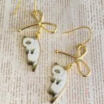 Handmade Kawaii funny cat ribbon dangle earrings✨ Photo 0