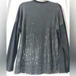 Tempo Paris Italy Women’s V-neck Clear Sequin Back Gray Fuzzy Sweater Pocket Sm Photo 0