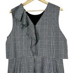 Banana Republic  Dress Womens 16 Black White Plaid Sleeveless Ruffle Modest Work Photo 3