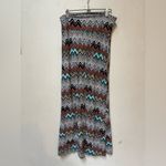 Women’s Brown Blue Bohemian Zig Zag Stretchy Comfy Fall Maxi Dress Medium Photo 7
