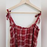 Reformation Red Ina Dress in Claudia Plaid Shoulder Tie 100% Linen Check Medium Photo 7