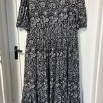 Celina moon square neck black & white floral flowy midi cottagecore dress Size L Photo 2