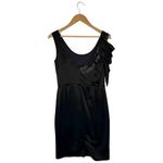 Vera Wang Lavender Label  Beaded Cocktail Ruffle Sleeveless Satin Dress Black 6 Photo 9