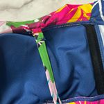 Bleu Rod Beattie  Ohe Shoulder Cropped Bikini Top Size 8 Floral Tropical Blue New Photo 3