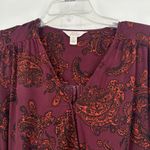 Sun & Shadow Burgundy Drape Front Crop Top Long Crochet Bell Sleeves Size XS Photo 1