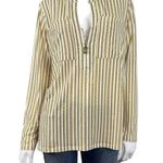 Michael Kors Zip Front Bone/Gold Long Sleeve Chain Logo Top Size Large Gold Photo 0