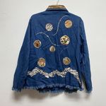 Julia Kim Plus 2x Denim Shirt Patched Jacket Animal Print Art To Wear Boho 90s Photo 7