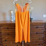 NBD  Leighton Midi Dress Large NWT Satin Orange Lace-Up Cutout Photo 4