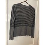 Halogen  Gray & Black Striped 100% Merino Wool Cardigan Sweater w Buttons Pockets Photo 4