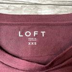 Loft Casual Knit Shirt Blouse Top Crewneck Tie Slit Mid Sleeves Burgundy XXS 2XS Photo 7