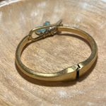 Lucky Brand Gold Hinged Turquoise Charm Bangle Bracelet Photo 12