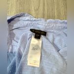 Donna Karan  Light Blue Striped Sleep shirt Size L 3/4 sleeves front buttons. Photo 5