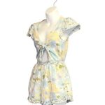 American Eagle  Blue, Yellow and White Flower Romper Photo 2