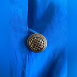 Buttons Nancy Crystal Blue Short Sleeves Gold Vintage Dress Sz 6 Should… Photo 4