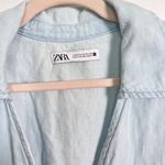 ZARA  Women’s Blue Denim Cotton‎ Linen Blend Jumpsuit Size Medium Photo 7