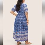 Bloomchic Boho Print Notched Ties Tassel Trim Dress Photo 2