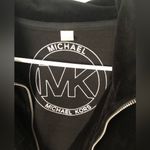 Michael Kors Black Soft Velour Spread Collar zip up Jacket women size L yoga Photo 5