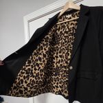 JODIFL  Plus Black Blazer Leopard Print Lining Size 2x Roll Sleeve Lepoard Cuff Photo 4
