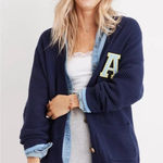 Aerie  Varsity‎ Navy Blue Oversized Knit Chunky Cardigan Sweater Women’s Size S Photo 0