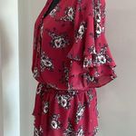 Krazy Kat  NWOT Red Floral Faux wrap top size S Photo 2