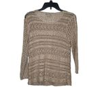 Lucky Brand  Women‎ Top Open Knit Linen Crochet Pattern Sweater Beige Size Small Photo 5