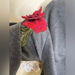 Very J NTM:  Thicker Charcoal Long Sleeve Top with 3D Rose Embroidery Sz XL Photo 8