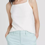 A New Day White Square Neck Ribbed Tank Top Size XS Photo 0