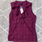 CHAPS Women's  Sleeveless Maroon Ruffle Tank Top Sz Medium Great summer blouse Photo 0