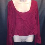 Tobi  Cutout Back Bell Sleeve Crop Top Photo 4