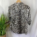 White House | Black Market 100% Silk Animal Print Brown & Black Convertible Long Sleeve Blouse Top 8 Photo 2