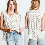 Free People  medium sleeveless mornings Marrakesh cream tie-front hi low top Photo 6