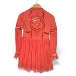 Free People  in Dreamland Crochet Knit Dress Coral Size 0 Boho Hippie Artsy Flowy Photo 2