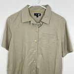Fundamental Coast Linen Blend Short Sleeve Button Up Shirt Camp Top Beige Size S Tan Photo 1