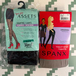 Spanx Tights Pantyhose Lot of 2 Black Stripe & Nude Bodyshaping Size 3 C NWT Photo 0