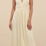 Lulus LULU’S Soiree Celebration Light Yellow Ruffled Lace-Up Maxi Dress Photo 0