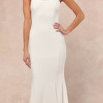 Lulus NWT Safine White Backless Mermaid Maxi Dress Wedding Bride Bridal Size M Photo 0