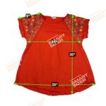 Umgee  Fiesta Linen Blend Orange Floral Embroidered Swing Shirt Oversized Size S Photo 4