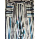 Beau Dawson LA NY Womens Linen Striped Drawstring Pants sz M Beach Casual Boho Blue Size M Photo 3