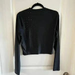frame denim FRAME Women's Cropped Long Sleeve Rhinestone Top Size Small Color Black Photo 5