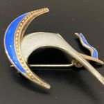 intage Ivar T Holth Norway 925 Sterling Silver Guilloche Enamel Sail Boat Brooch Blue Photo 4