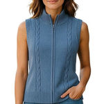 Pendleton  Zip Up Sweater Vest Blue Size XL Petite Cozy Coastal Minimalist Cotton Photo 0