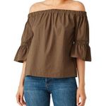 Trina Turk Castro Top Size Medium Off the Shoulder Green Textured Sample NWT Photo 0