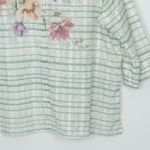 Alfred Dunner Womens Sheer Floral Striped Button Down Tunic Size XL 3/4 Sleeve Photo 2