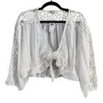 American Eagle NWT White Tie Front Crochet Crop Top Size Large Photo 2